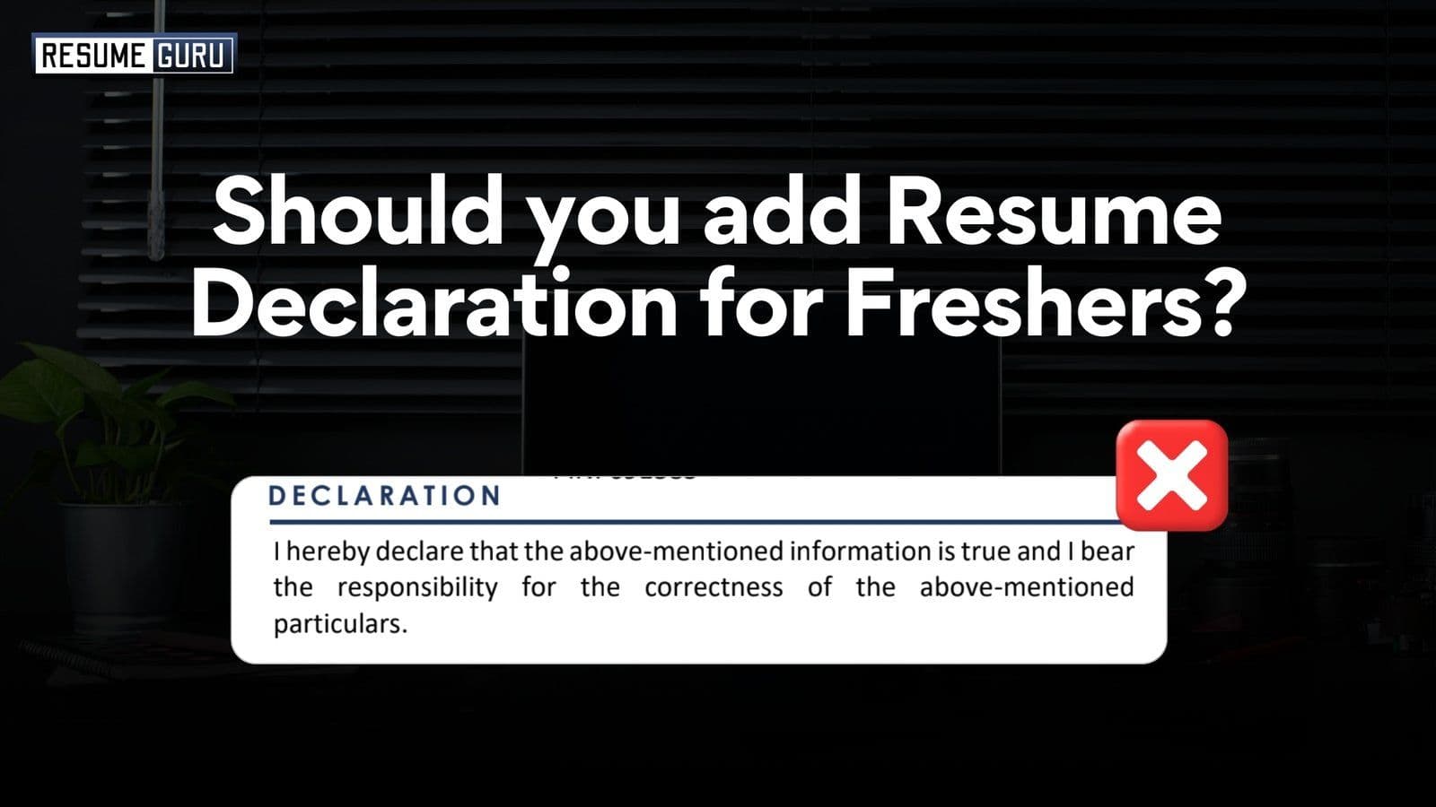 Should you add Resume Declaration for Freshers?